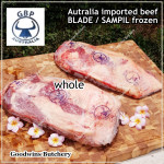 Beef BLADE Australia frozen daging sapi sampil portioned DENDENG / EMPAL / JERKY CUTS +/- 8x7x1.5cm (price/pack 600g 5-6pcs) brand in stock AMH
